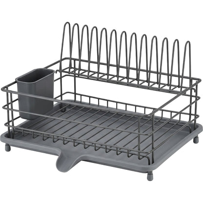 Roomd Single-Level Dish Draining Rack with Pivot Spout Graphite - Product view