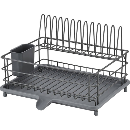 Roomd Single-Level Dish Draining Rack with Pivot Spout Graphite - Product view