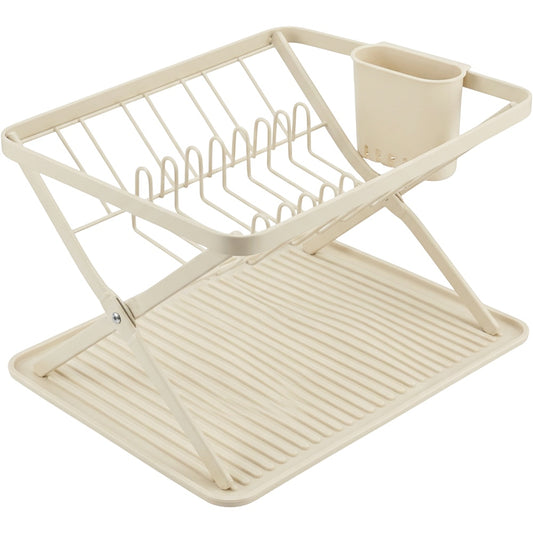 Roomd Folding X-Frame Dish Draining Rack with Silicone Mat Cream - Product view