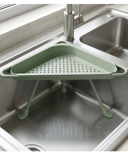 Roomd Triangular In-Sink Corner Draining Rack 32 cm Sage - Lifestyle view