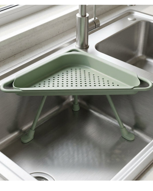 Roomd Triangular In-Sink Corner Draining Rack 32 cm Sage - Lifestyle view